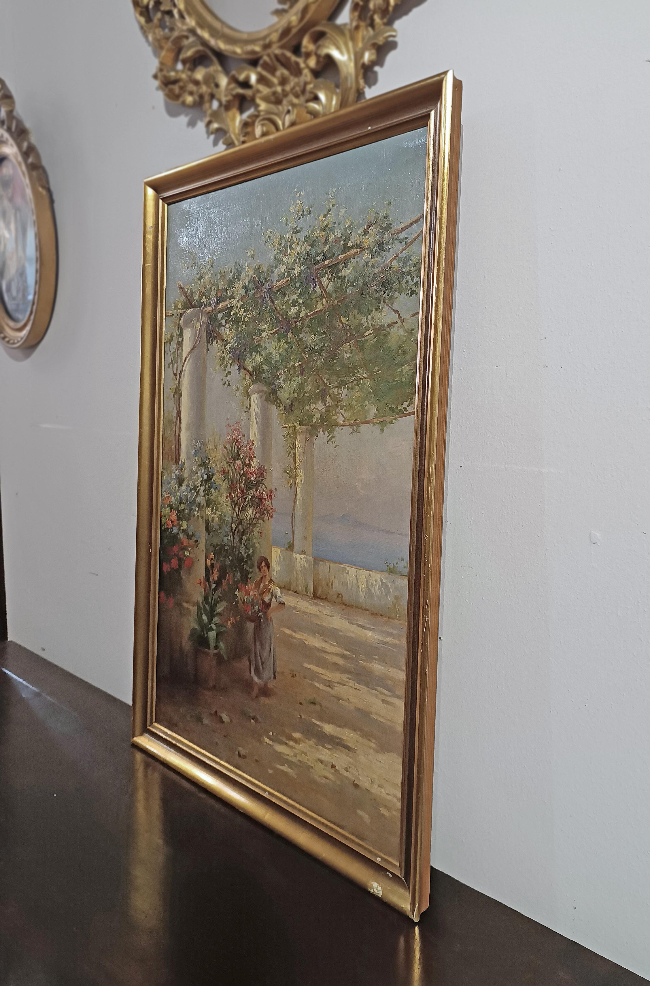 PREMIÈRE MOITIÉ DU 19e SIÈCLE PEINTURE AVEC VUE NEAPOLITAINE en vente 1