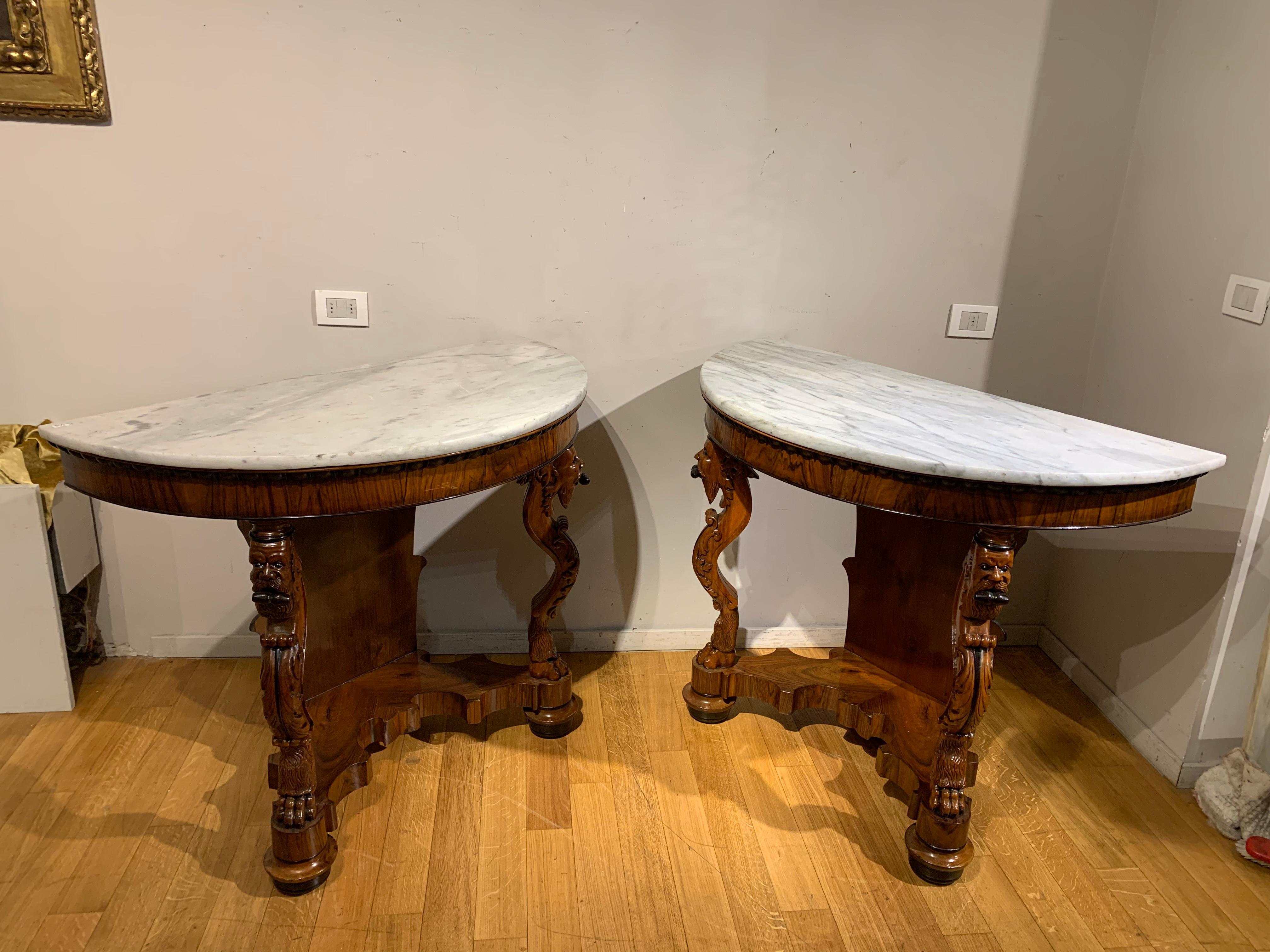 FIRST HALF OF THE 19th CENTURY PAIR OF CARLO X CONSOLLES  For Sale 2