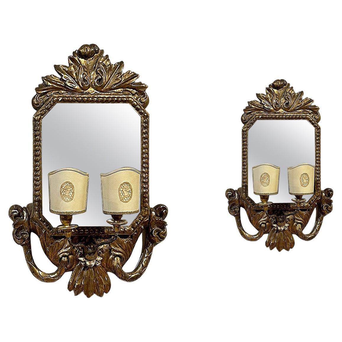 FIRST HALF OF THE 19th CENTURY PAIR OF CHARLES X GILDED MIRRORS For Sale