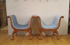 FIRST HALF OF THE 19th CENTURY PAIR OF CHARLES X STOOLS