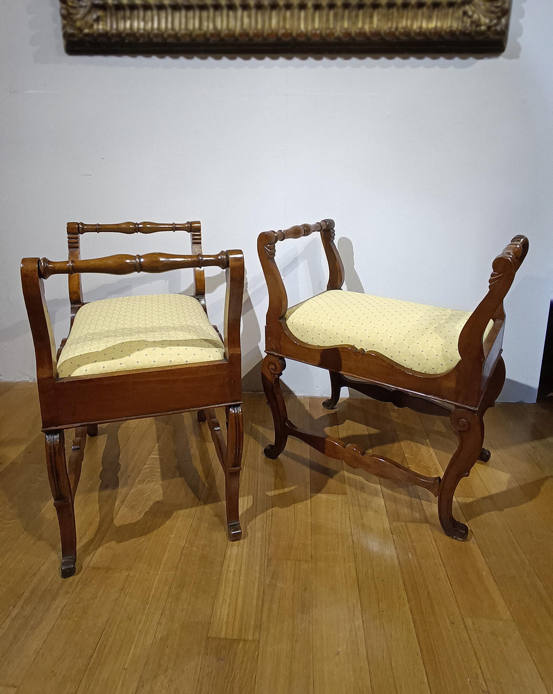 FIRST HALF OF THE 19th CENTURY PAIR OF CHARLES X STOOLS in vendita 2