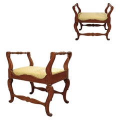 FIRST HALF OF THE 19th CENTURY PAIR OF CHARLES X STOOLS FIRST HALF OF THE 19th CENTURY PAIR OF CHARLES X STOOLS