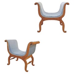FIRST HALF OF THE 19th CENTURY PAIR OF CHARLES X STOOLS