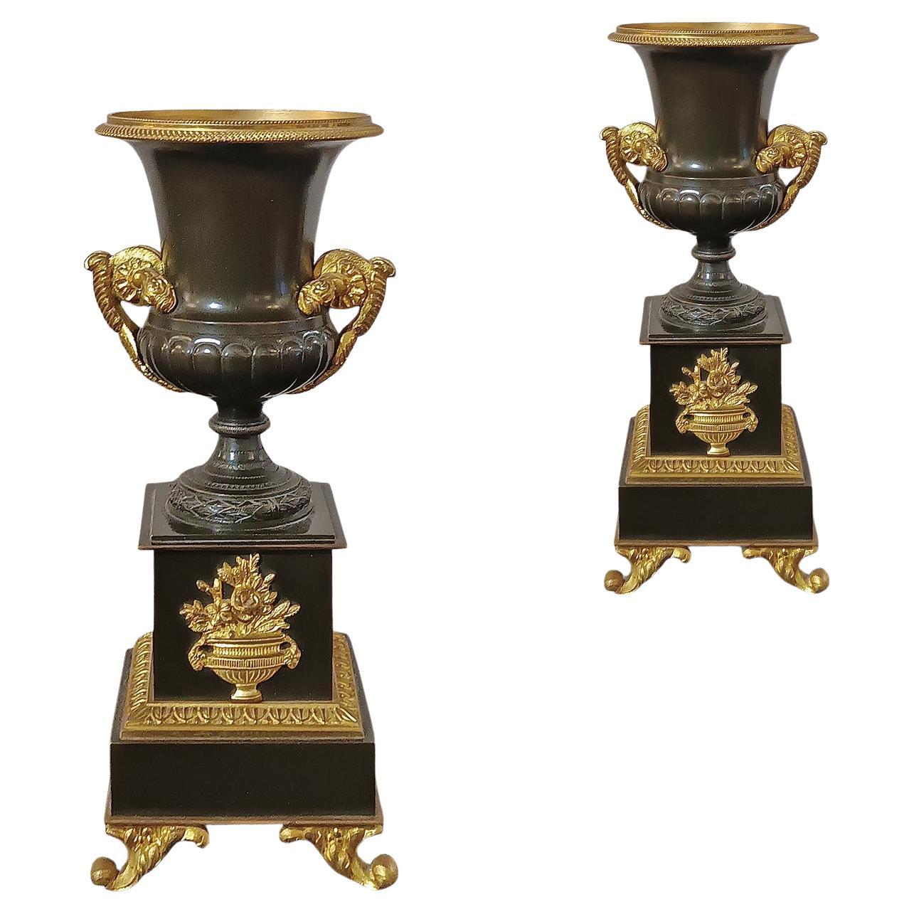 FIRST HALF OF THE 19th CENTURY PAIR OF CHARLES X VASES in vendita