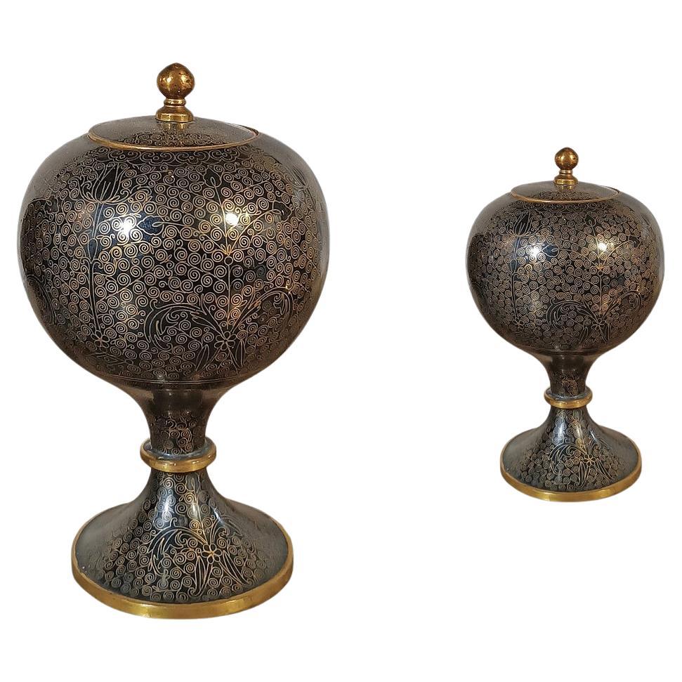 FIRST HALF OF THE 19th CENTURY PAIR OF CHINESE CLOISONNÉ VASES