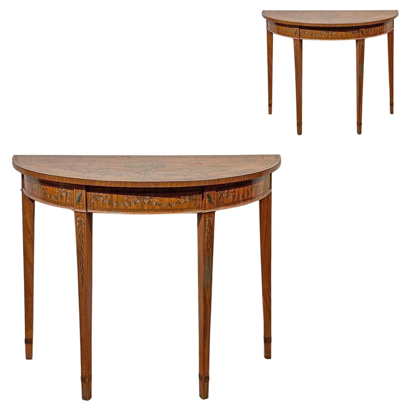 FIRST HALF OF THE 19th CENTURY PAIR OF PAINTED WOOD CONSOLE TABLES in vendita