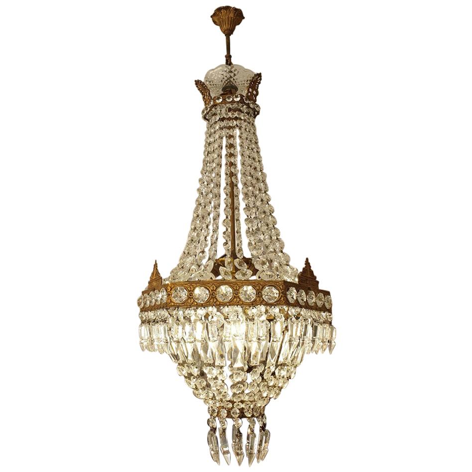 First Half of the 20th Century Crystal Chandelier For Sale