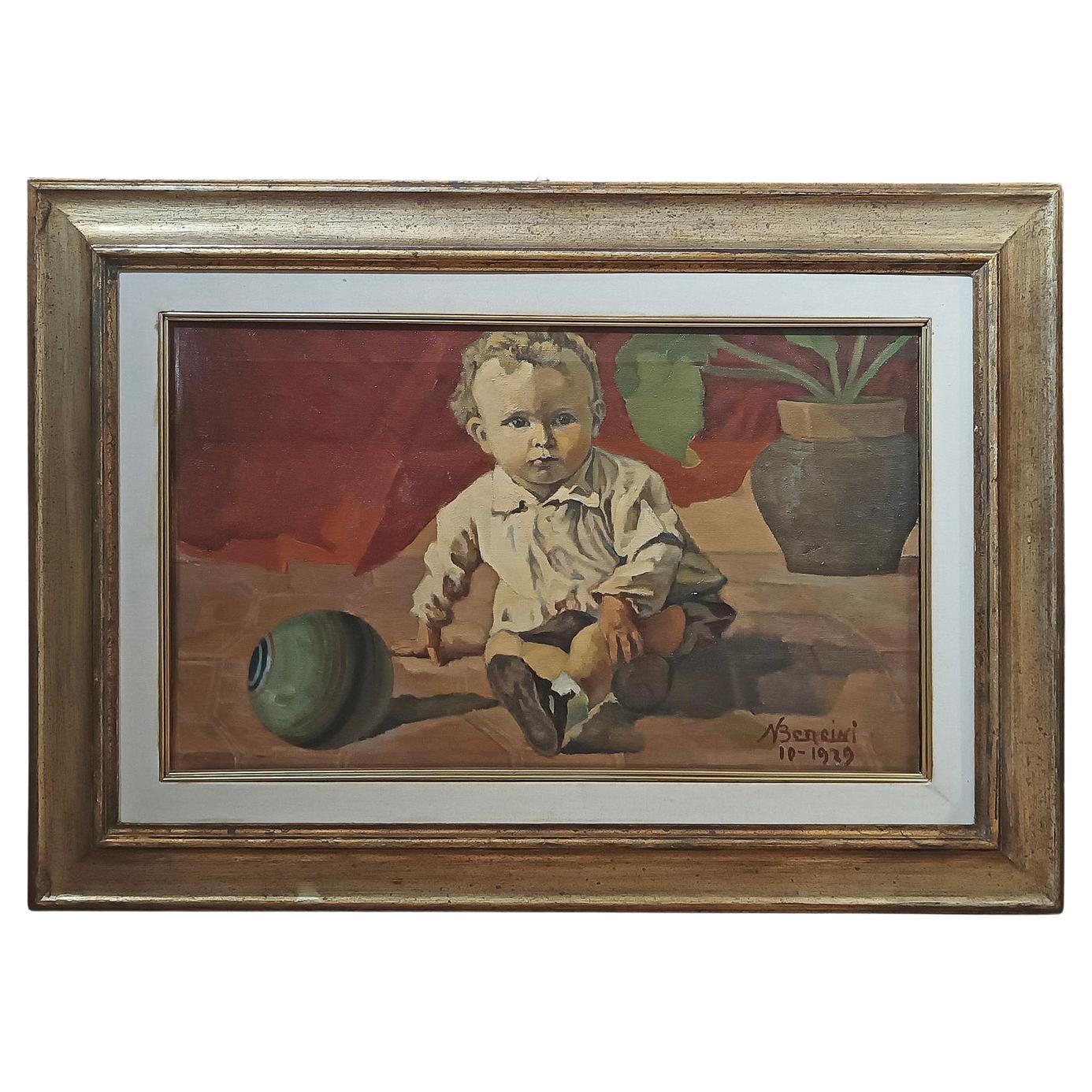 PREMIÈRE MOITIÉ DU 20e SIÈCLE PEINTURE D
ENFANT DE NATALE BENCINI