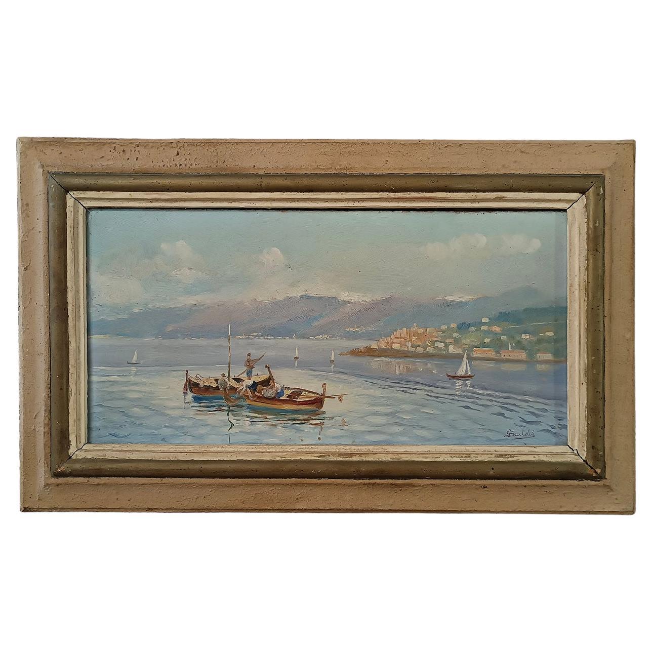 ERSTE HALBZEIT DES 20. JAHRHUNDERTS MALEREI MIT MARINA UND BOOTEN