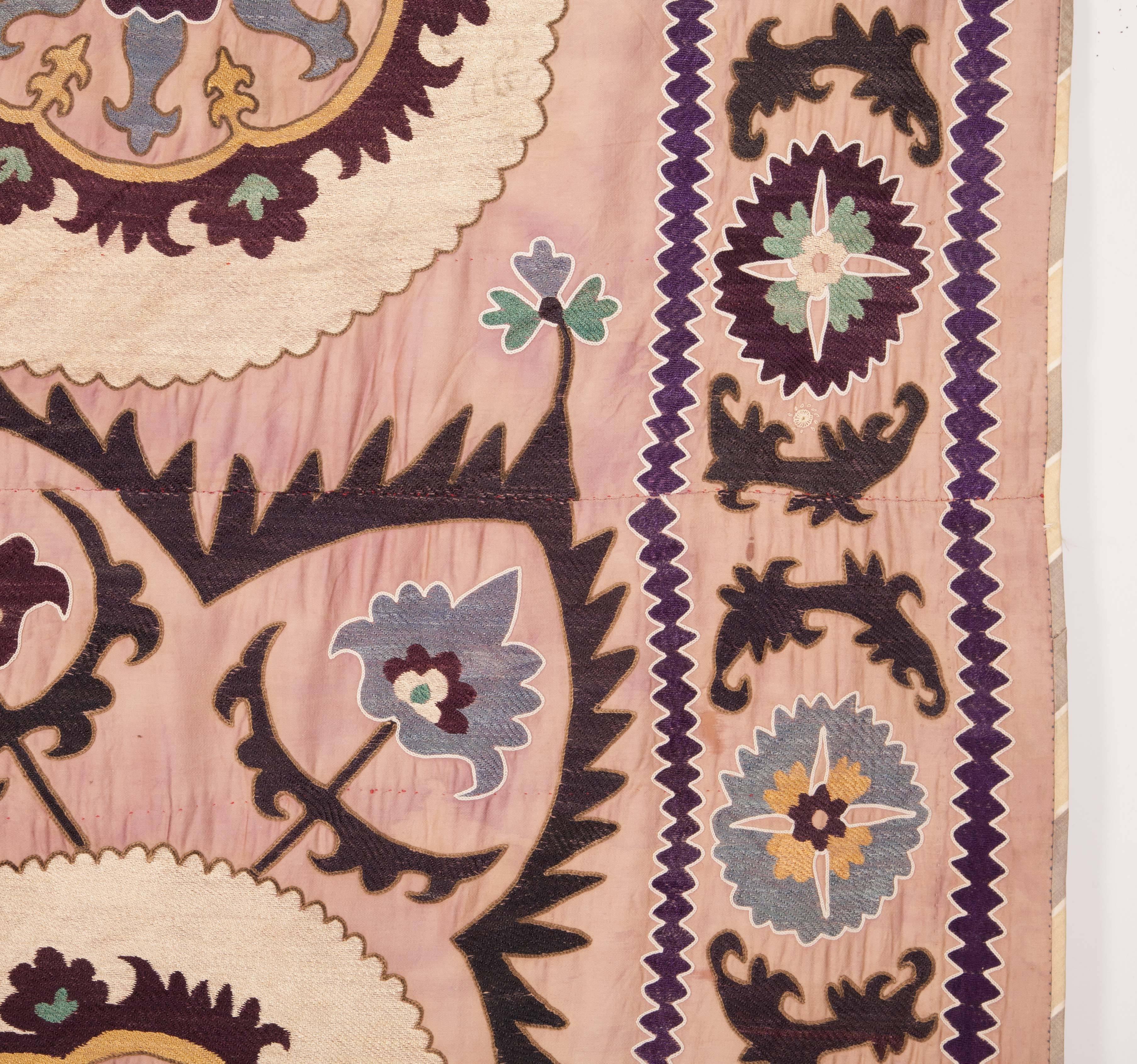 First Half of the 20th Century, Uzbek Suzani, Silk Embroidery on a Cotton Ground 1