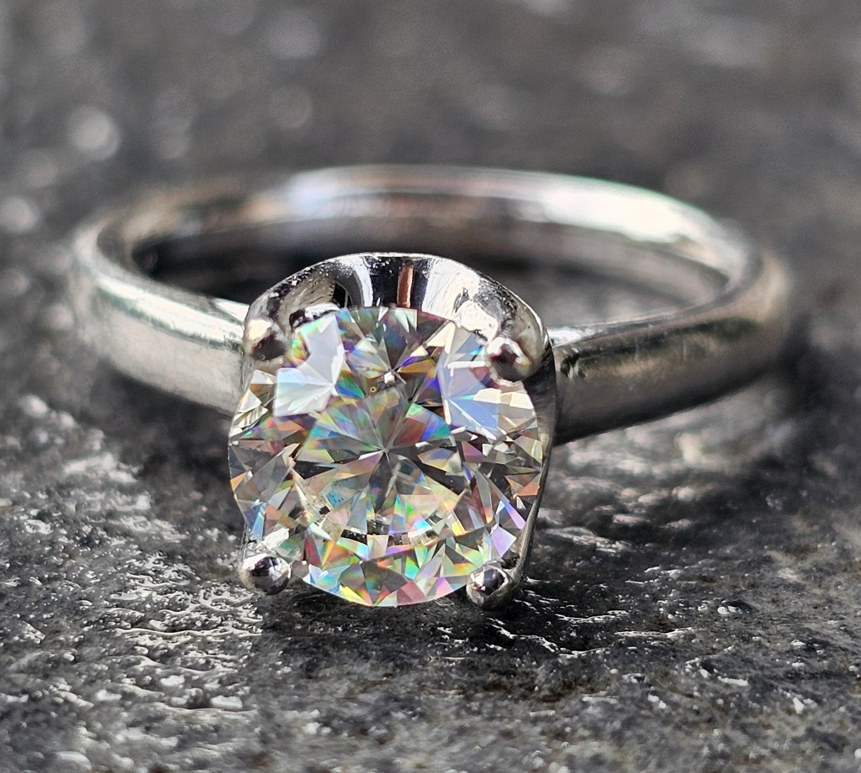 First Light Leo Diamond Engagement Ring 1.50ct Solitaire GIA J SI1 14k sz 5.5 en venta 9