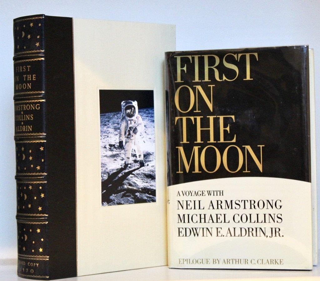 First on the Moon: A Voyage with Neil Armstrong, Michael Collins, and Edwin E. Aldrin Jr. by Gene Farmer and Dora Jane Hamblin. First edition book, signed by Buzz Aldrin with its original dust jacket and presented in a custom leather and cloth