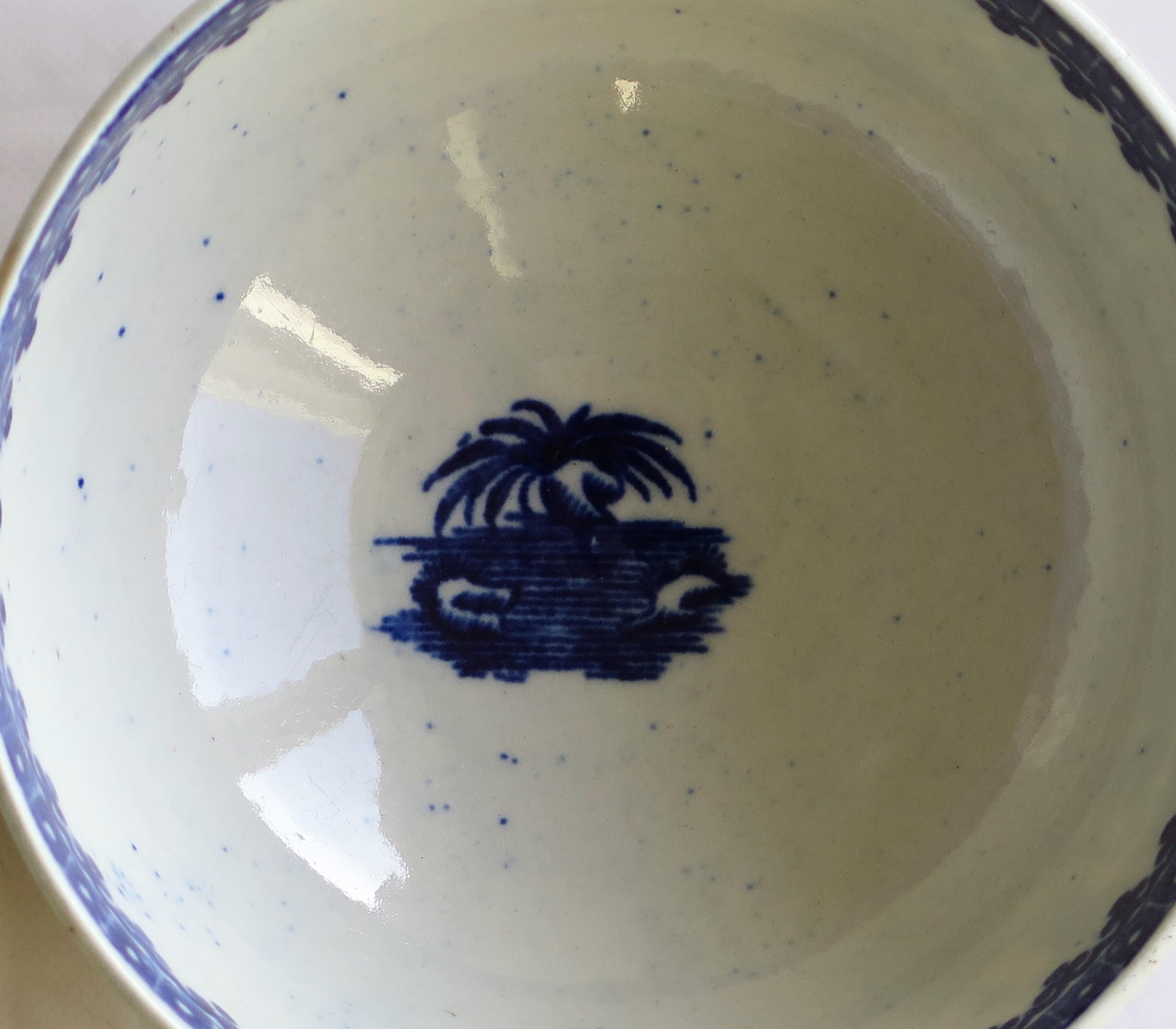 First Period Dr. Wall Worcester porcelain Blue Bowl in Fisherman Ptn, Circa 1775 3
