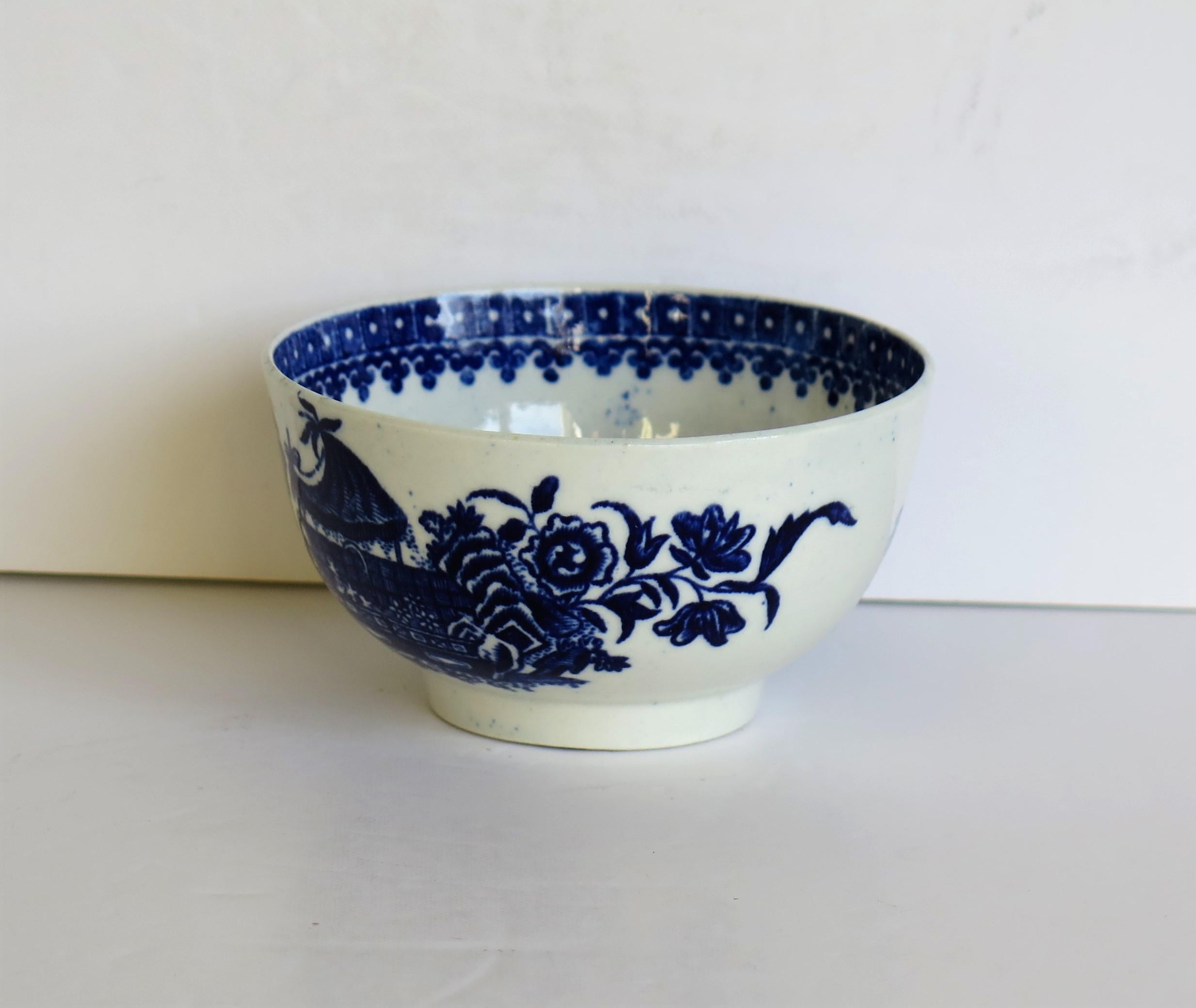 George III First Period Dr. Wall Worcester porcelain Blue Bowl in Fisherman Ptn, Circa 1775