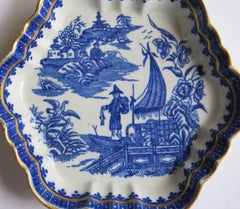 First Period Dr. Wall Worcester Porcelain Teapot Stand Fisherman Ptn, Circa 1775