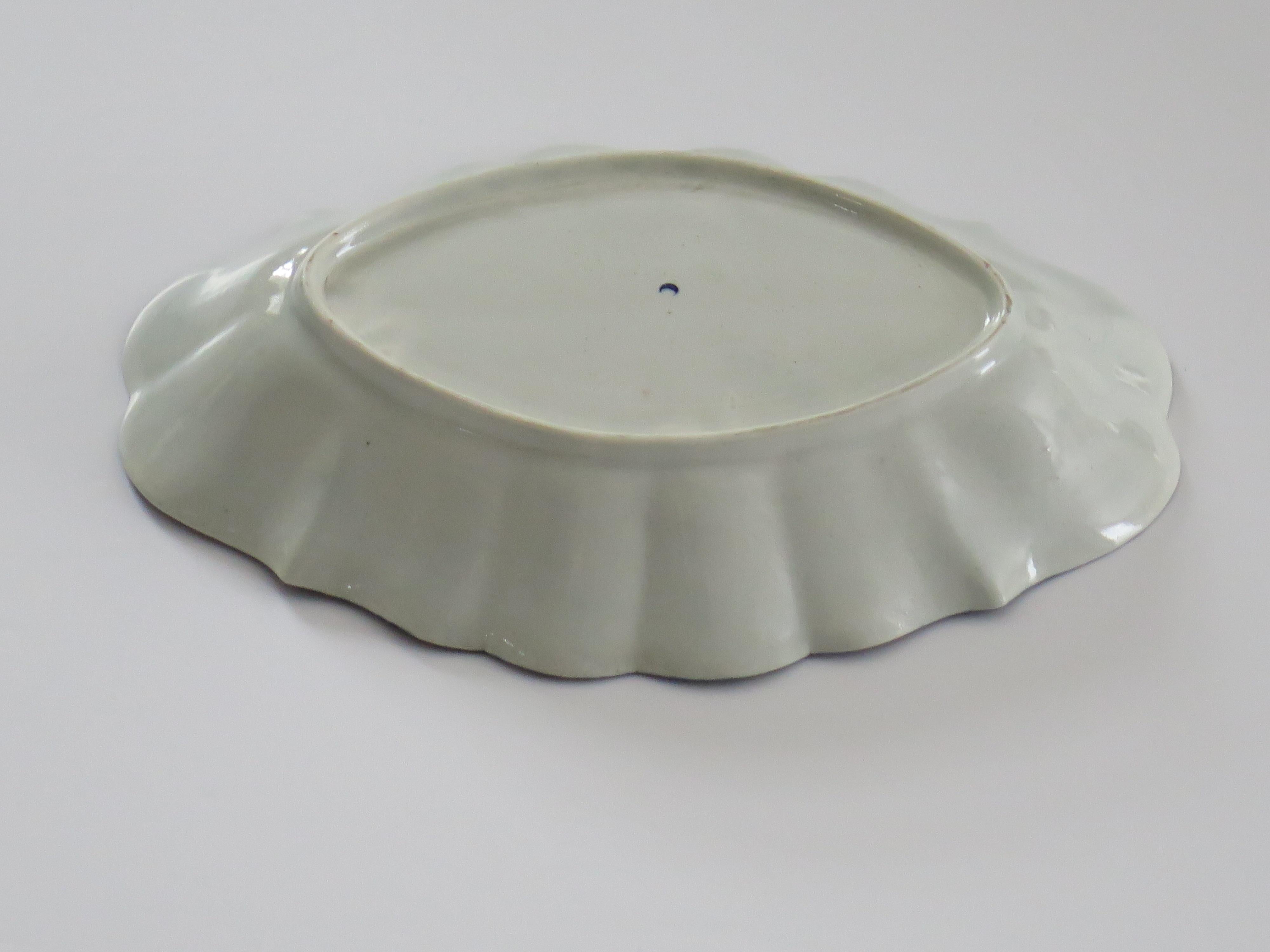 First Period Worcester Blue and White Desert Dish in Gillyflower ptn, Ca 1770 For Sale 4