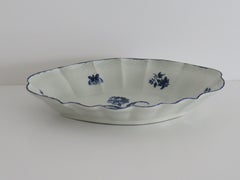 First Period Worcester Blue and White Desert Dish in Gillyflower ptn, Ca 1770