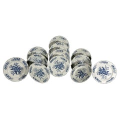 First Period Worcester Blue & White Pine Cone Pattern Dinner Plates, Set of 12