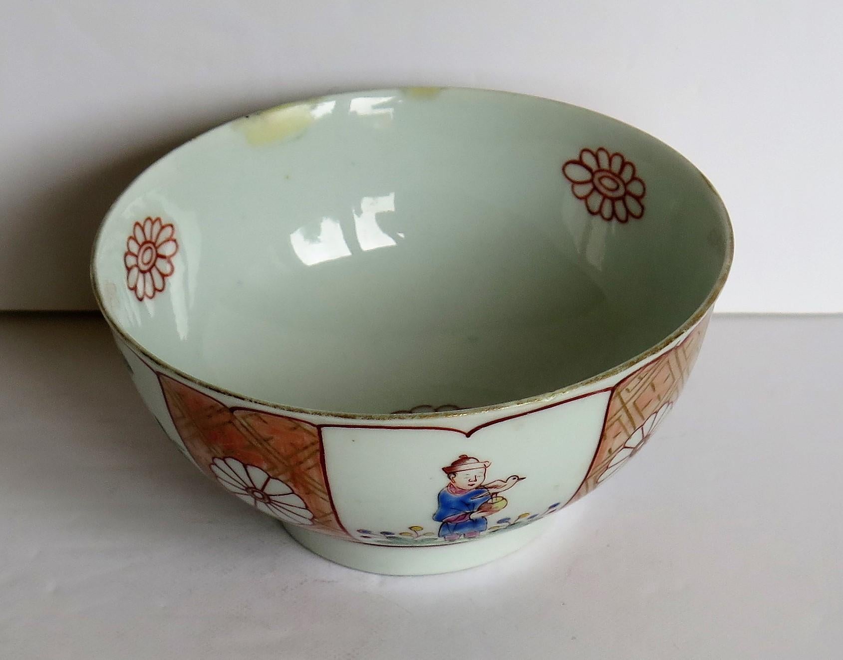 First Period Worcester Bowl Porcelain Finely Hand Painted, circa 1770 8