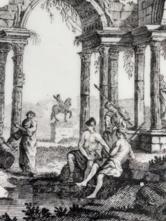 First Period Worcester Dish 18th Century Showing Scholars in Ancient Ruins