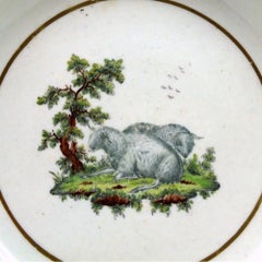 First Period Worcester Fable Dessert Plate Ex Lever Collection, c1775