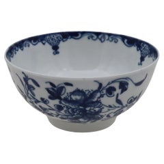First period Worcester hand painted blue and white bowl Mansfield pattern.