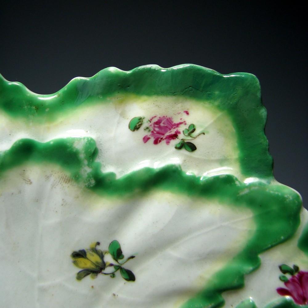 18th Century and Earlier First Period Worcester Leaf Dish, 1765-1770 For Sale