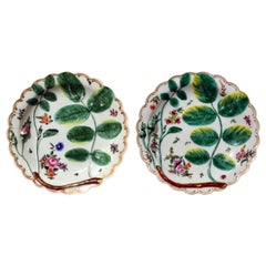 First Period Worcester Pair of Blind Earl Porcelain Dishes, circa 1770