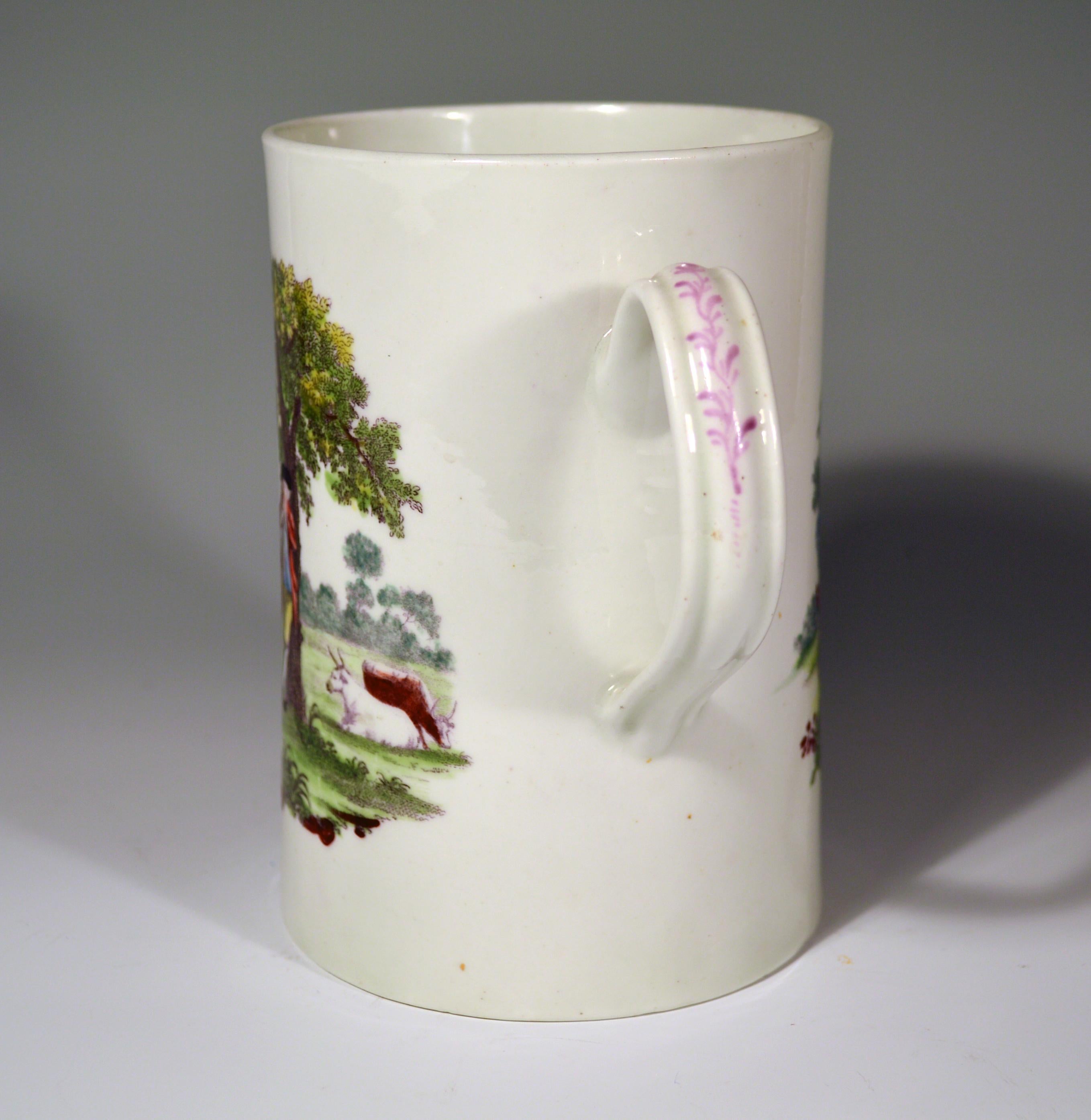 Georgian First Period Worcester Polychrome Porcelain Tankard, circa 1768