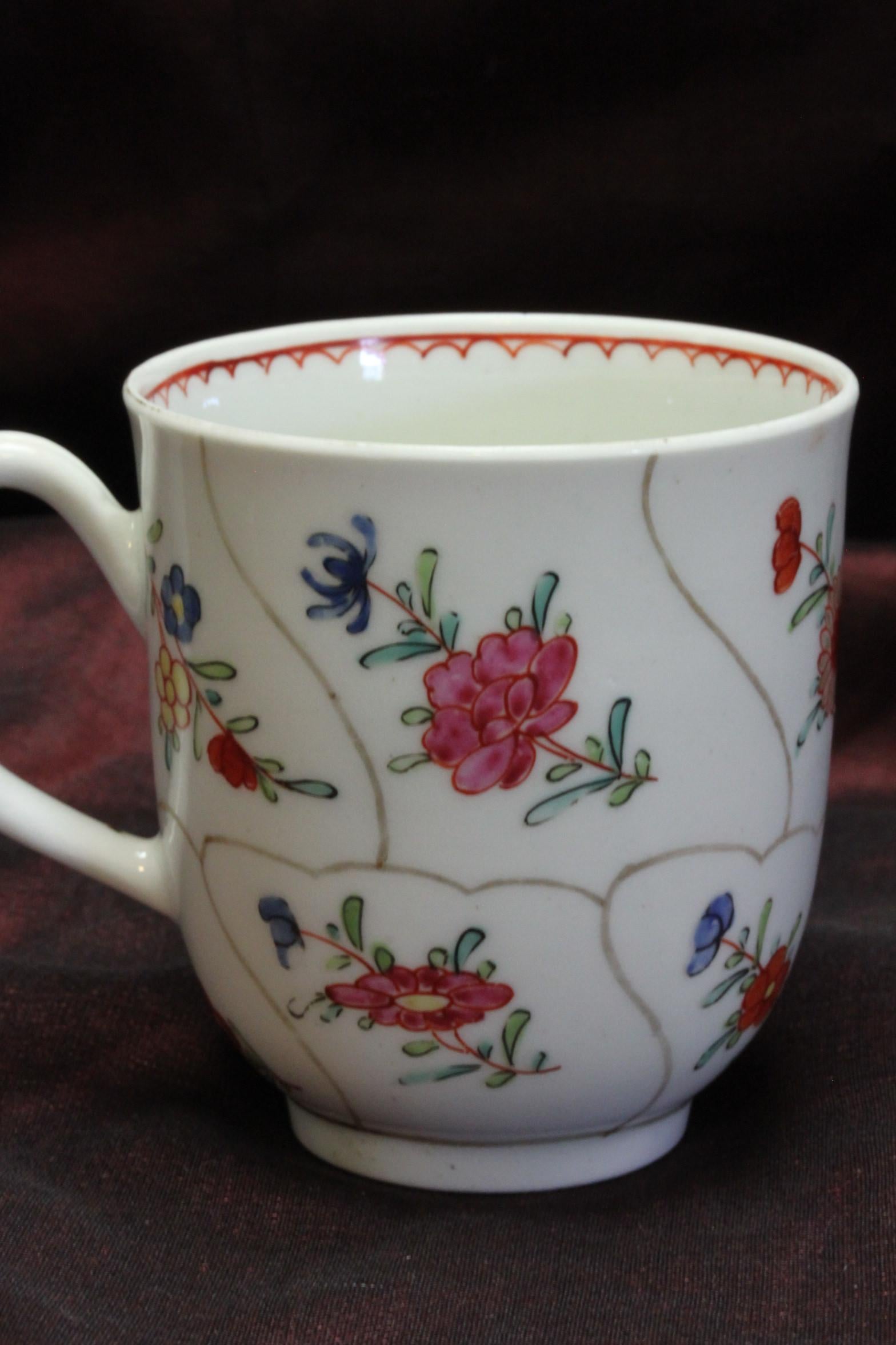English First Period Worcester Porcelain Coffee Cup C 1770