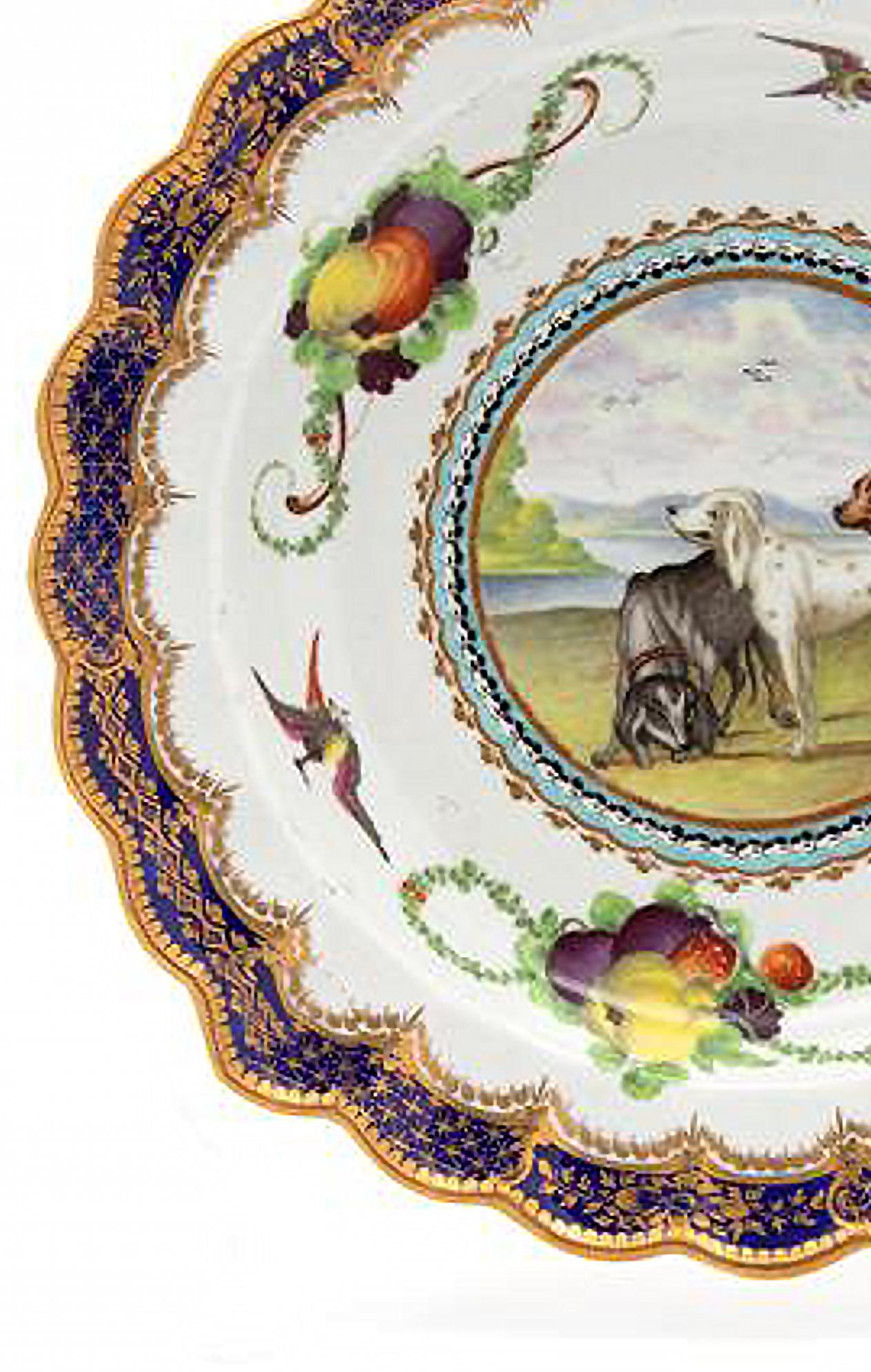 Georgian First Period Worcester Porcelain Fable Plate, Lord Henry Thynne Pattern