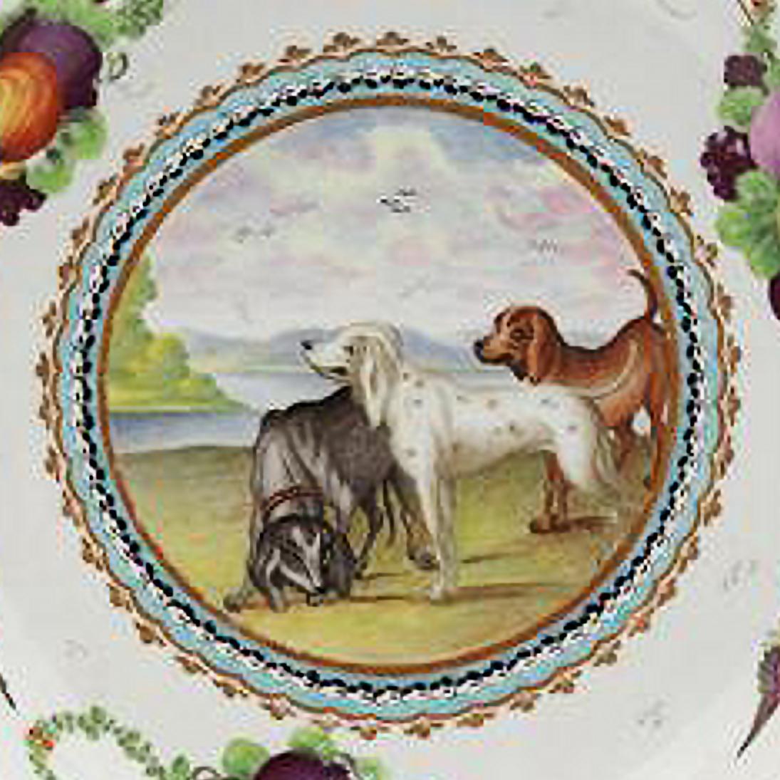 English First Period Worcester Porcelain Fable Plate, Lord Henry Thynne Pattern