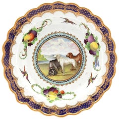 First Period Worcester Porcelain Fable Plate, Lord Henry Thynne Pattern First Period Worcester Porcelain Fable Plate, Lord Henry Thynne Pattern