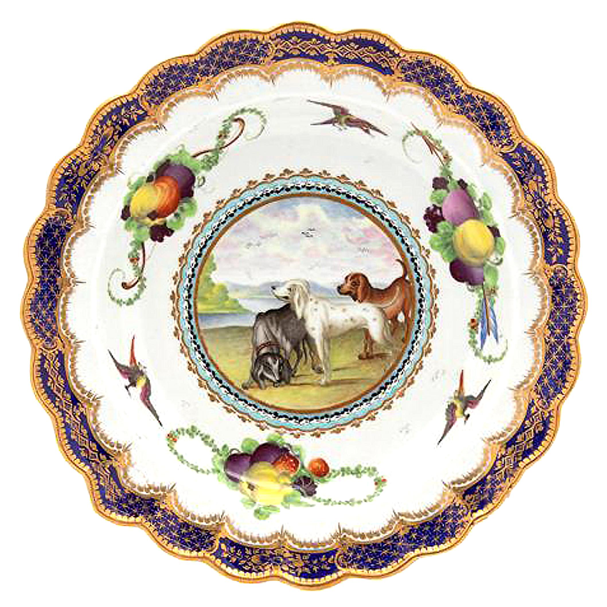 First Period Worcester Porcelain Fable Plate, Lord Henry Thynne Pattern