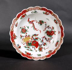 First Period Worcester Porcelain Phoenix Pattern Dessert Plate