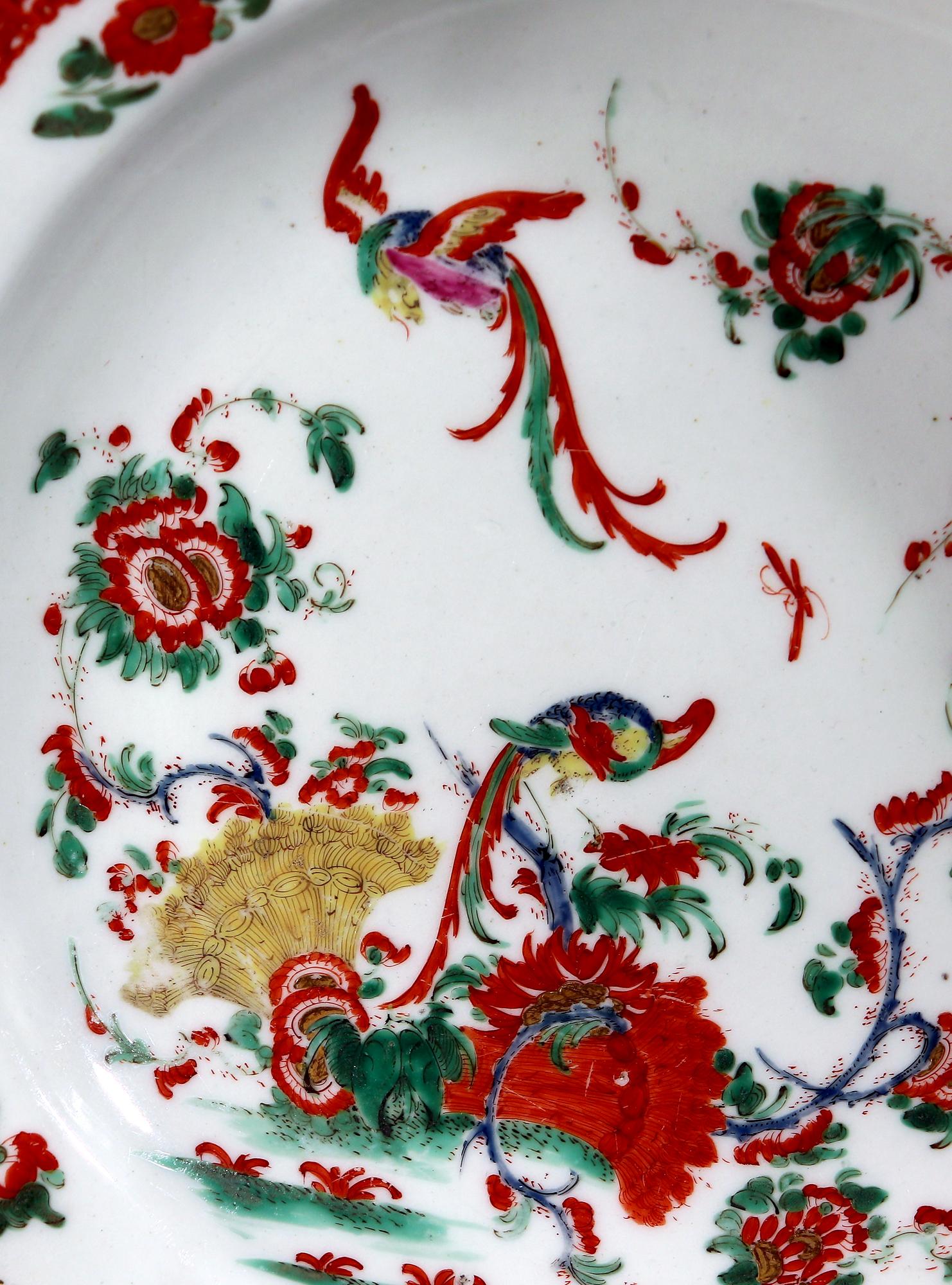 English First Period Worcester Porcelain Phoenix Pattern Dessert Plate