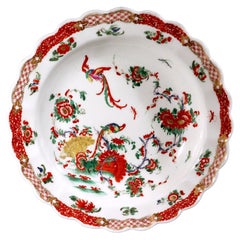 Antique First Period Worcester Porcelain Phoenix Pattern Dessert Plate