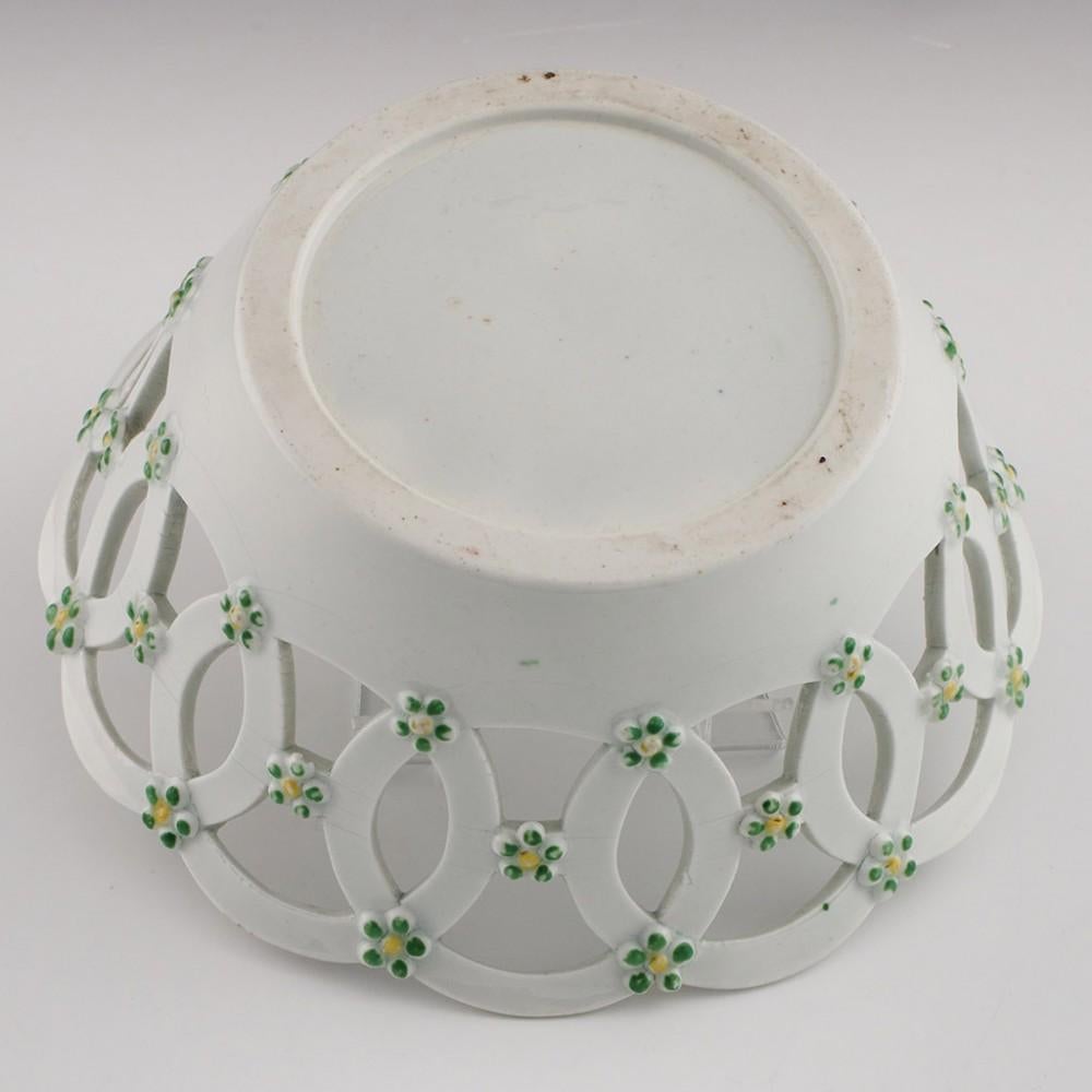 British First Period Worcester Porcelain Pierced Basket c1770 For Sale
