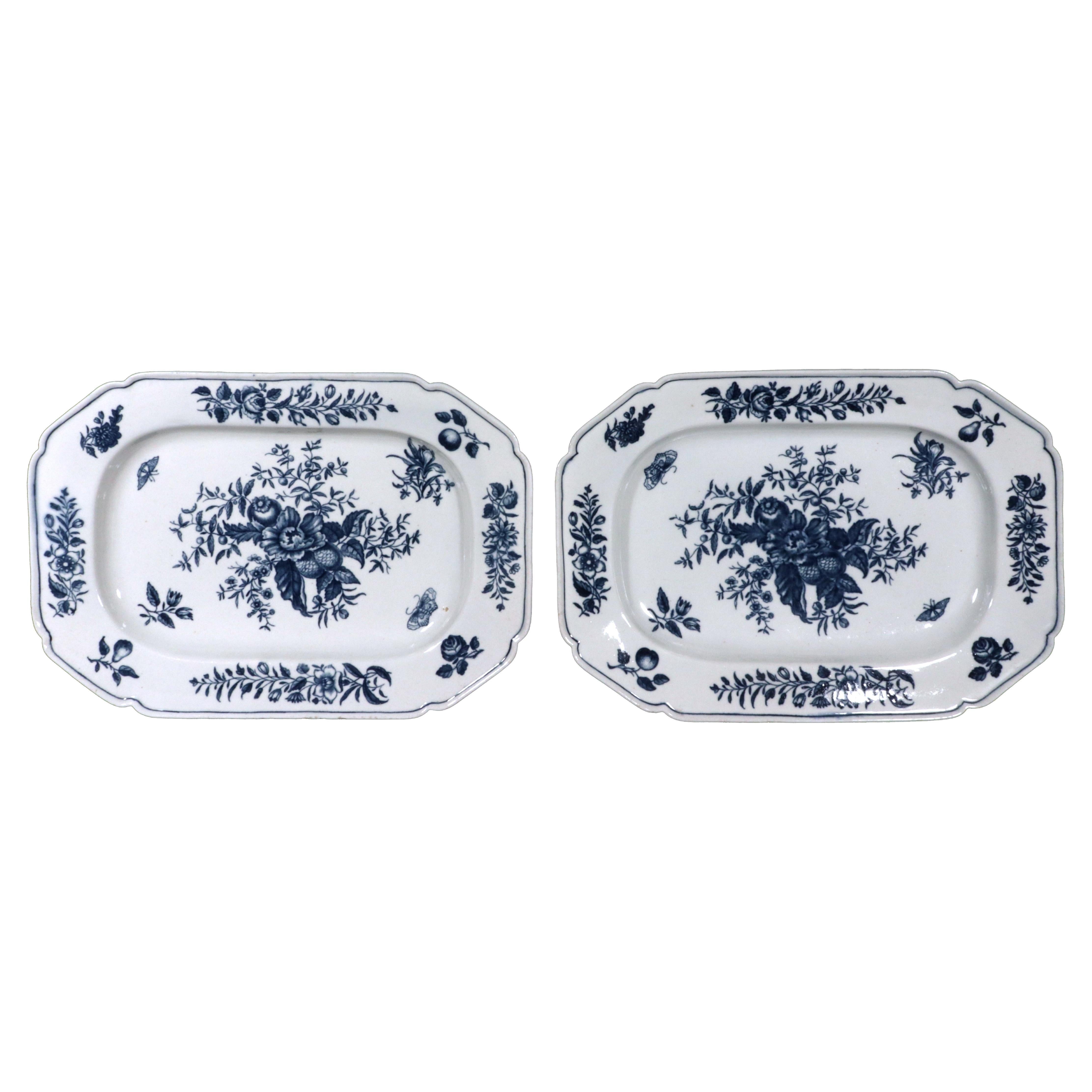 First Period Worcester Porcelain "Pine Cone" Pattern Dishes- A Pair