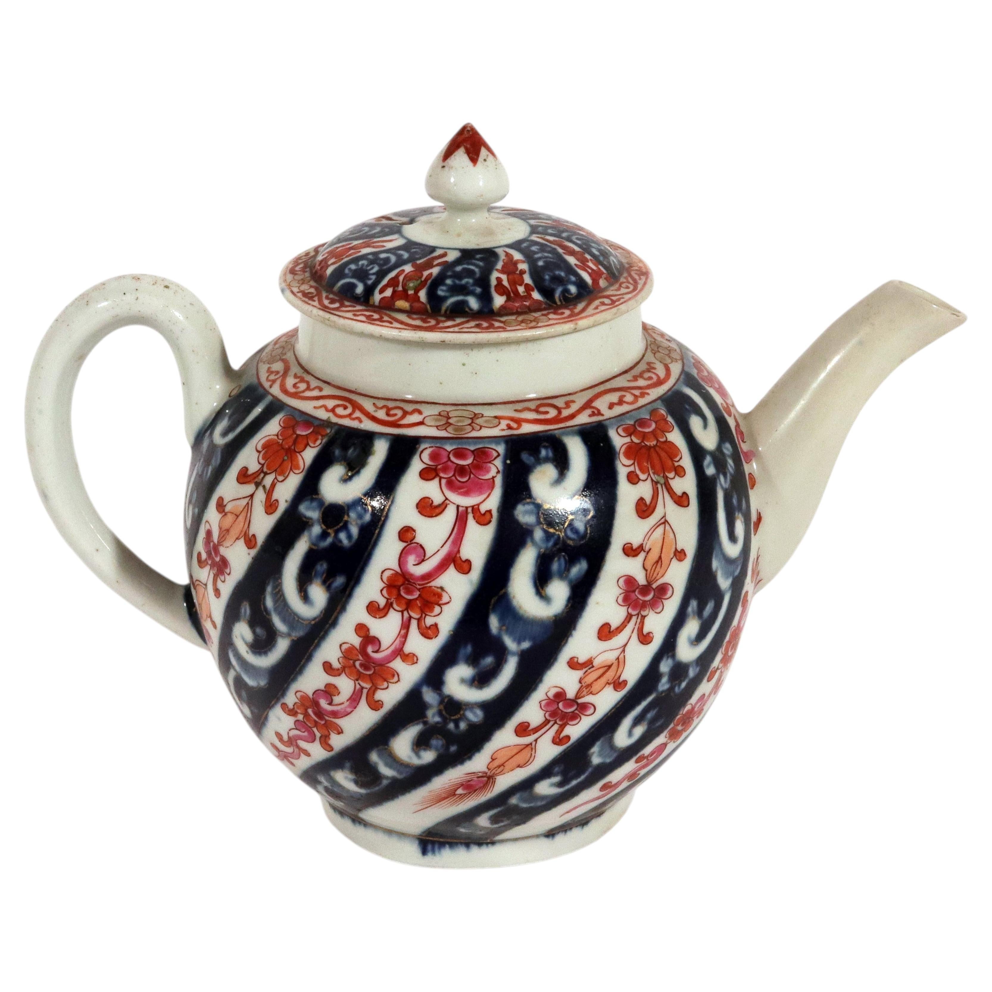 First Period Worcester Porcelain Queen Charlotte Pattern Teapot & Cover C. 1775