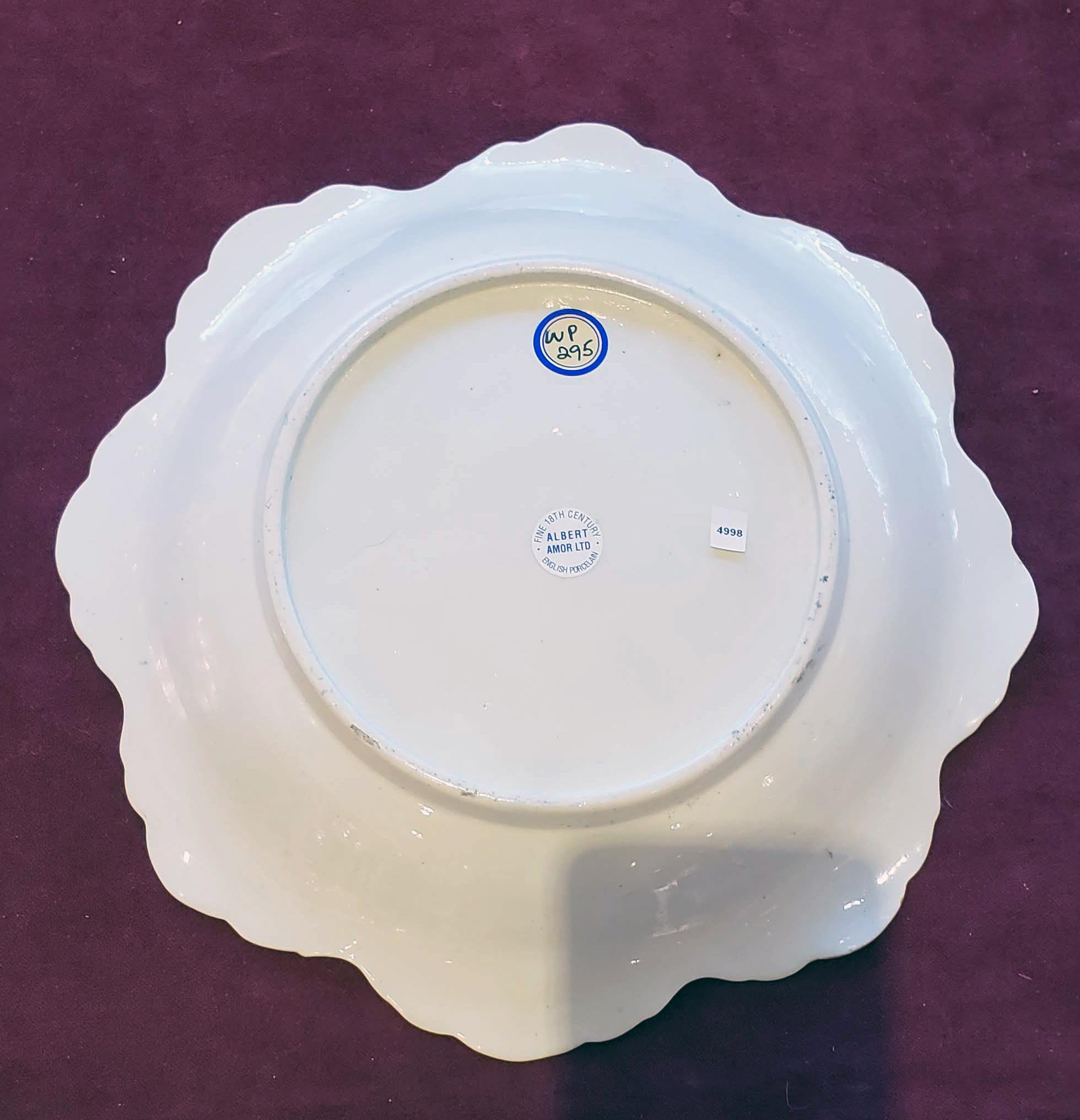 First Period Worcester Porcelain Rare Large Leaf & Flower Dish 3