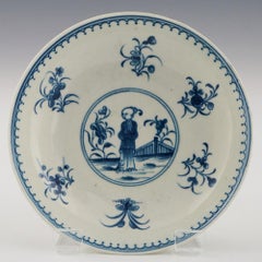 First Period Worcester Porcelain Waiting Chinaman Pattern Tea Bowl and Saucer