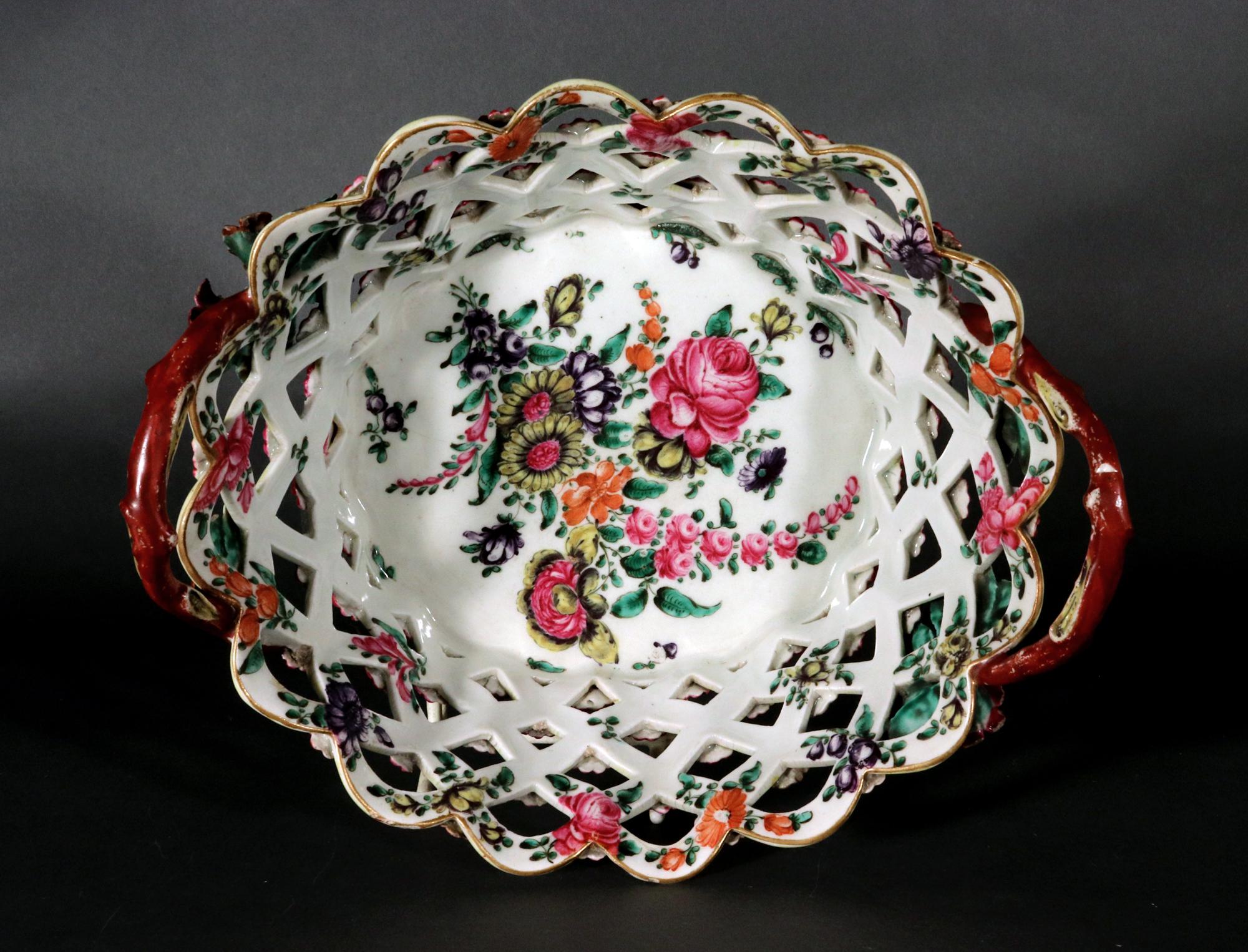 First Period Worcester Porcelain Yellow Ground Openwork Fruit Baskets ...