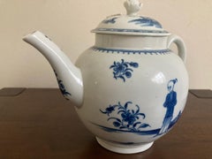 First Period Worcester Teapot 'Waiting Chinaman' Pattern circa 1770