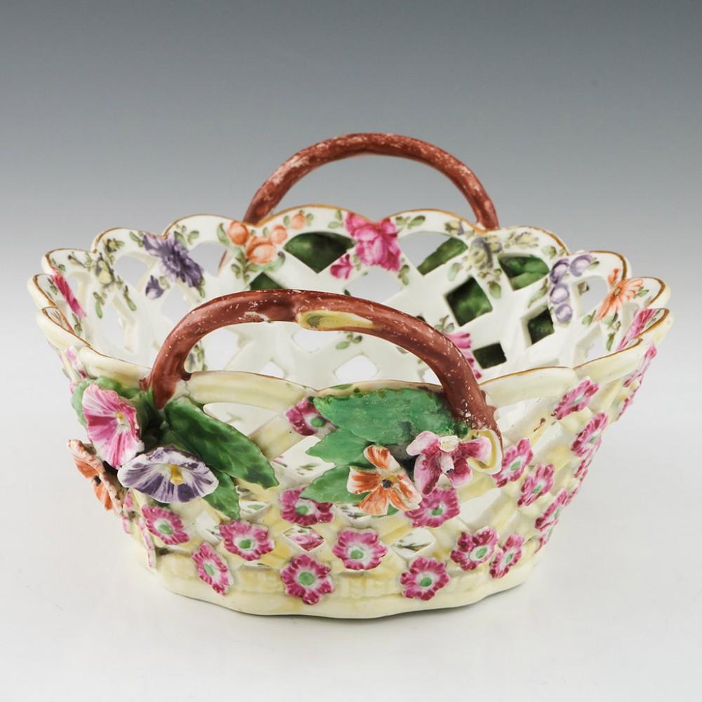 First Period Worcester Yellow Ground Basket, circa 1770

Additional Information:
Date: circa 1770
Period: George III
Marks: None
Origin: Worcester, England
Colour: Polychrome
Pattern: Floral spray to the centre with flowers around the