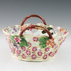 First Period Worcester Yellow Ground Dessert Basket, circa 1770