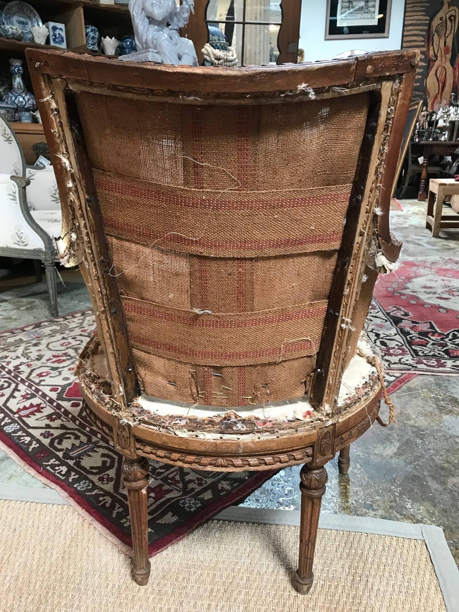 First Quarter of the 20th Century French Walnut Chair a Pair In Fair Condition In Dallas, TX