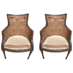 First Quarter of the 20th Century French Walnut Chair a Pair