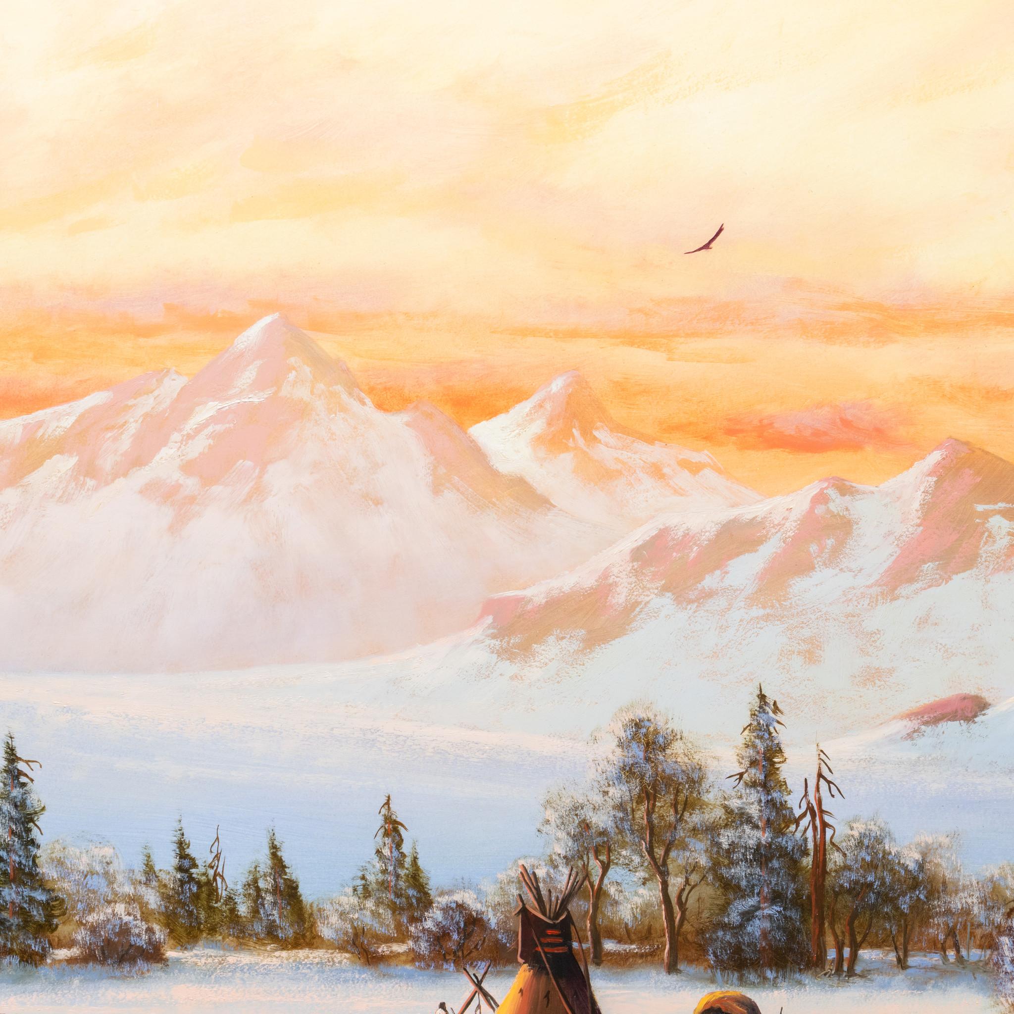 Erster Schnee Original Ölgemälde von Heinie Hartwig im Zustand „Gut“ im Angebot in Coeur d'Alene, ID