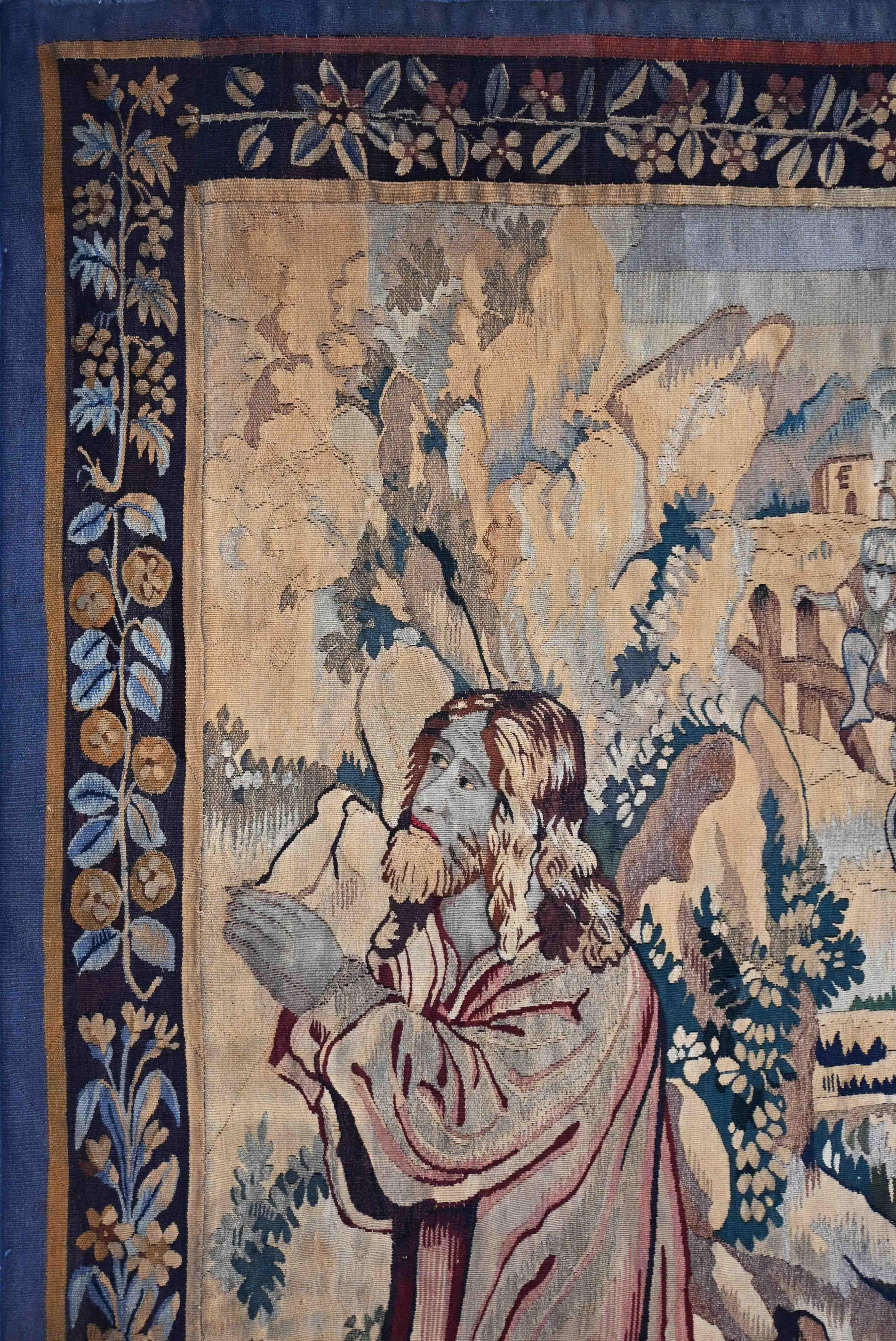 Primera Estación, Jesús En Agonía En El Huerto De Los Olivos, Tapiz Francés - N 1566 siglo XVIII en venta